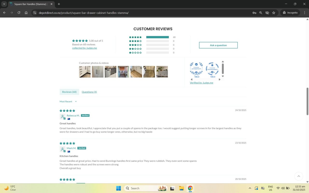 OLD REVIEW SYSTEM JUDGE ME PRODUCT PAGE